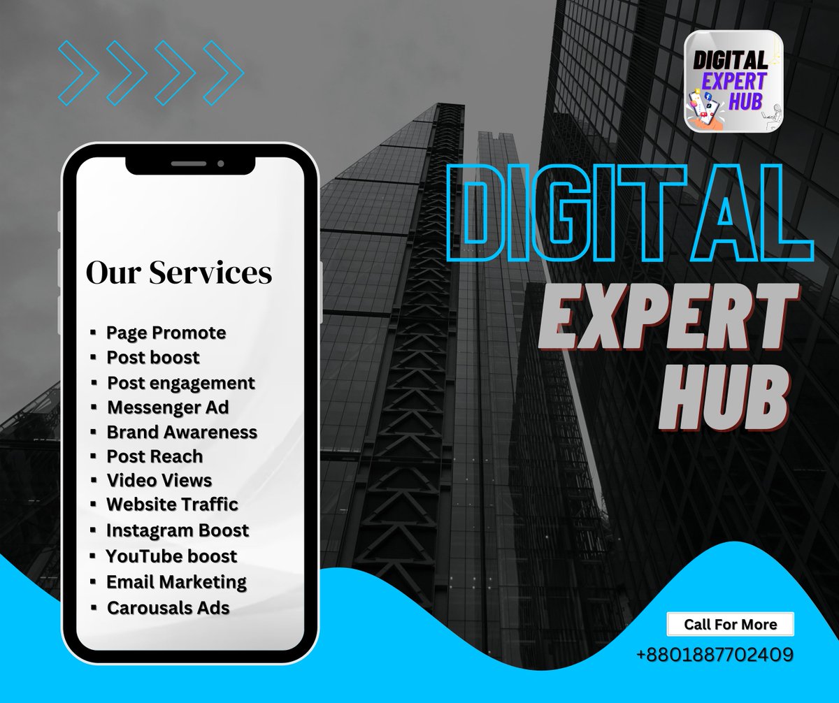 For more information, get our inbox or call this number:
WhatsApp : +88 01887702409
Gmail : info.digitalexperthub@gmail.com

#digitalmarkater  #digitalmarketing