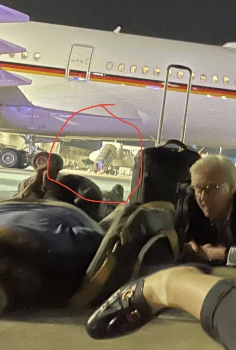 🇩🇪🇮🇱 The German Chancellor’s entourage in Israel posted a viral video of them “ducking under Hamas missiles” prior to leaving an Israeli airport.

Only problem?

Their dramatic performance ACCIDENTALLY captured people in the background walking around as if nothing was happening.