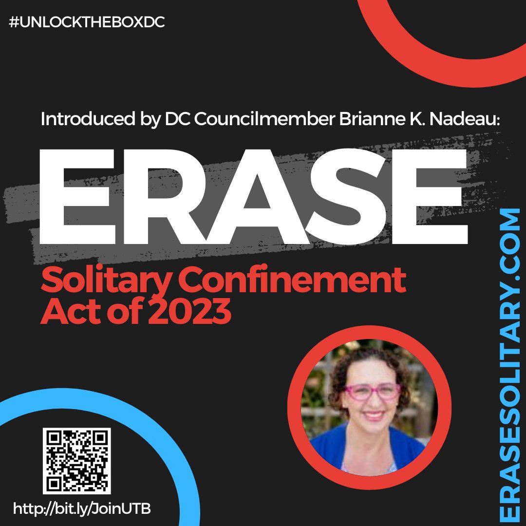UnlockTheBoxNow's tweet photo. Excited to introduce the #ERASESolitaryConfinementAct2023 with @brianneknadeau. The ERASE Act aims to dismantle Solitary Confinement and #EndTorture in DC jails. Join us and let's create lasting change in DC! #EndSolitaryConfinementInDC #UnlocktheBoxDC #PasstheERASEActNow https://t.co/gjZGZGPZv4
