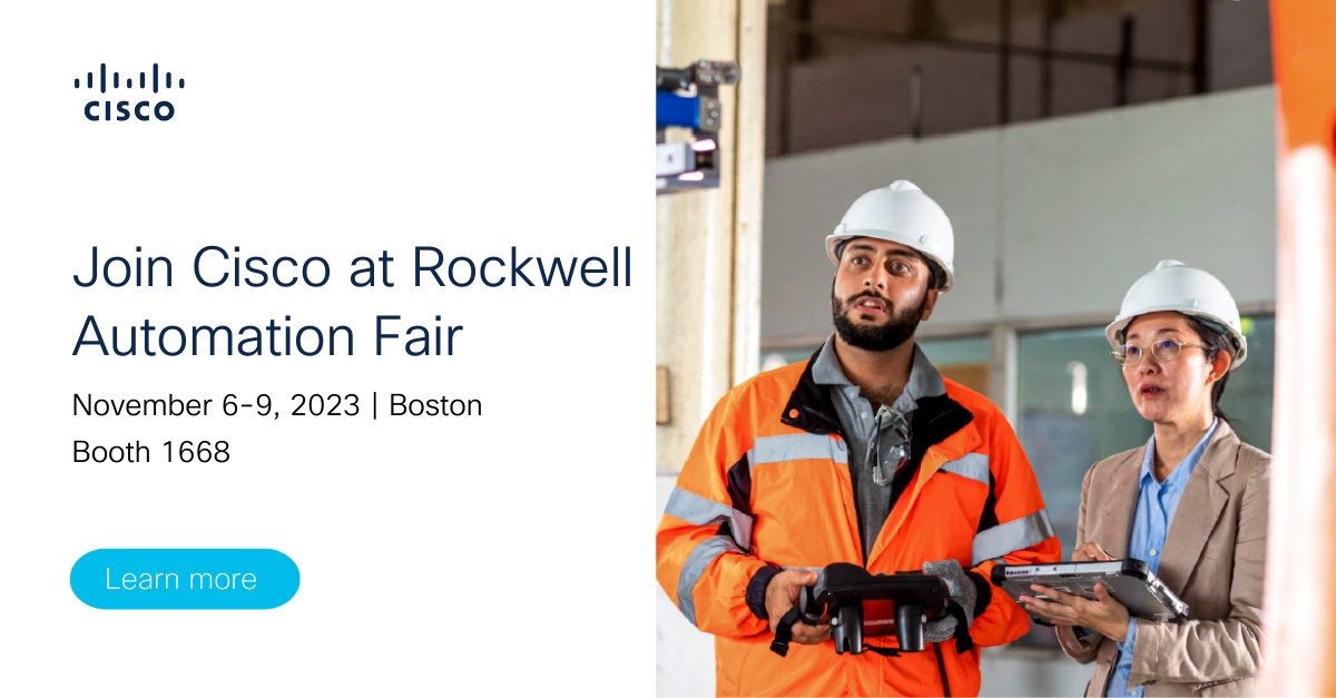 We’re excited to share how we are securely connecting OT &amp; IT to transform your business. Stop by Cisco booth 1668 at #ROKevents in Boston to view a demo. cs.co/6011uwOyP