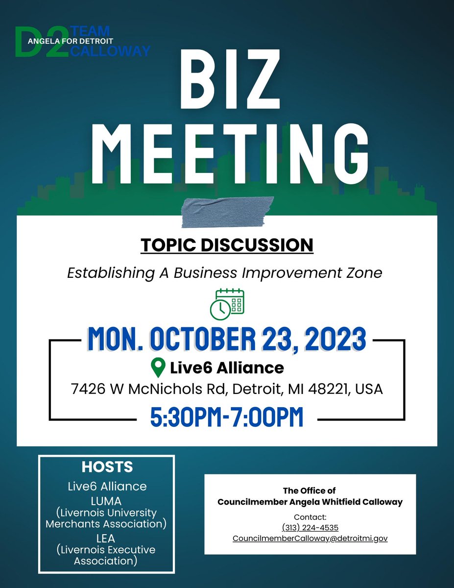 Join us this Monday as we discuss the means to make our business corridors more self sufficient. #Detroit