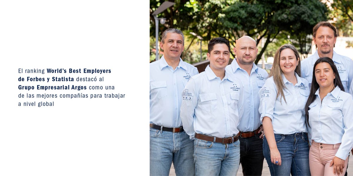 Grupo_Argos's tweet photo. Celebramos junto a nuestros más de 11.500 colaboradores que nuestra compañía fue incluida por segundo año consecutivo en el ranking ‘World’s Best Employers’, elaborado por @Forbes y la firma @StatistaCharts, logrando situarse en el lugar 268 gracias a su estrategia de talento, diversidad e inclusión, siendo una de las dos empresas colombianas con participación en el ranking, que calificó a empresas de 50 países a través de más de 170.000 encuestas.

Conoce más en: https://t.co/QVn44AvUtV