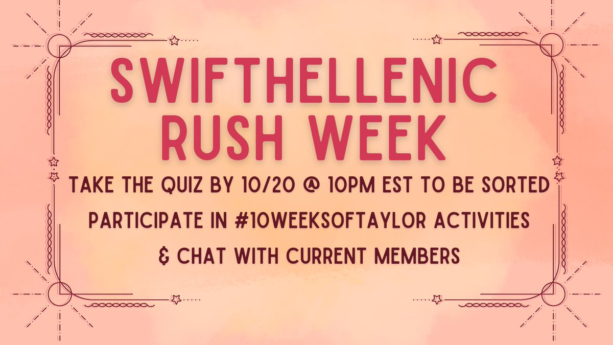 Swifthellenic's tweet photo. happy day 4 of #SwiftieRushWeek round 2 🫶
how are you all on this cruelest summer Thursday 💖
✨take our sorting quiz (below) if you haven't already
✨participate in Midnights themed #10WeeksOfTaylor activities
✨Respond to our prompt below 🤔🎸🎹 https://t.co/uTLl9gRENv