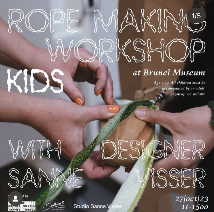 SwkHeritage's tweet image. Workshop announcement! We can’t wait for our kids’ rope making session @BrunelMuseum led by artist and designer Sanne Visser 🪢
