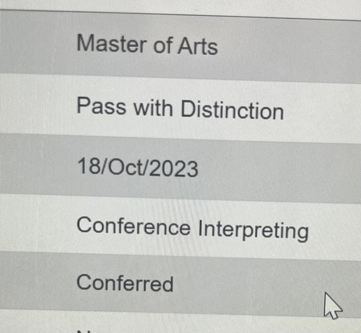 When you know you are awesome but you seek validation 😜🥳 #Distinction #Master #MasterofArts @LondonMet_TI #degree #ConferenceInterpreting #rockit #1nt #Polish @LondonMetUni #interpreting #terp