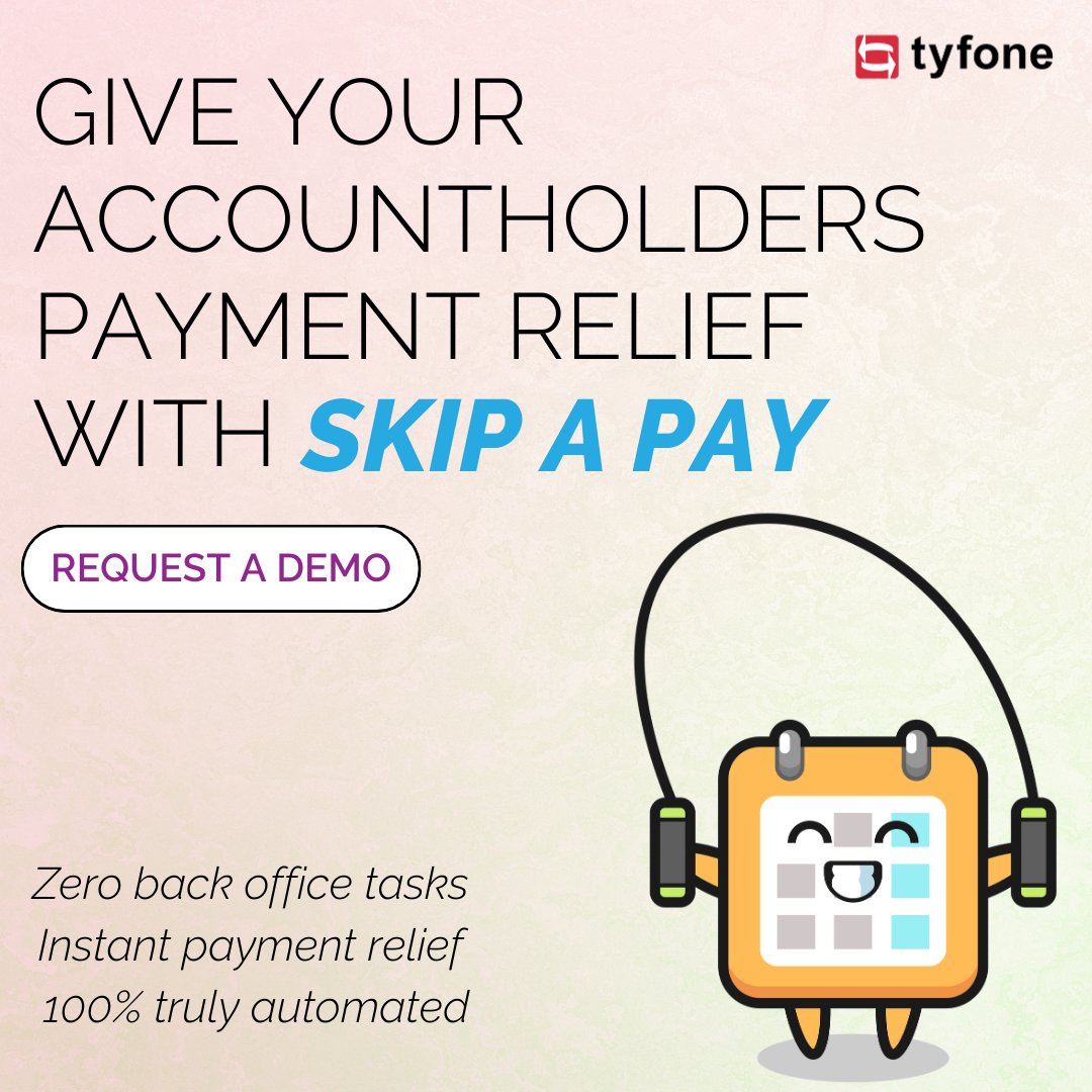 tyfone's tweet image. Want to provide your account holders with a little financial breathing room? Skip-a-Pay can help!
Check out our solutions: bit.ly/3QoFauO
#tyfone #skiploans #paymentrelief #onlinebanking #SkipaPay #digitalbanking #creditunions #communityfinancialinstitutions