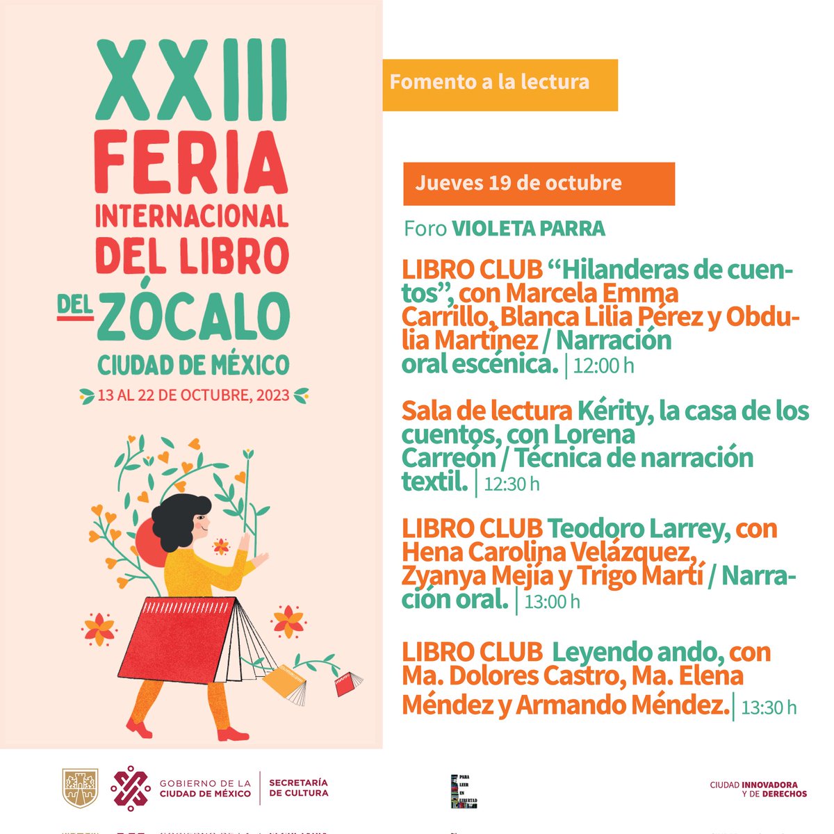 CulturaCiudadMx's tweet photo. Sigue la transmisión de "LIBRO CLUB" a través de nuestro canal de YouTube en el #ForoVioletaParra, a partir de las 12 horas en el siguiente enlace: https://t.co/EEHLYugJE7 

@FILZocalo 

#FILZócalo2023 https://t.co/i9bh6nUKu8