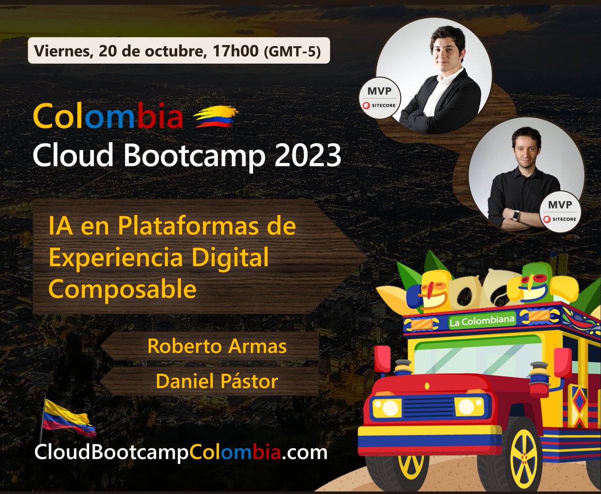 danny8k's tweet photo. Thrilled to be talking about @Sitecore's Composable Present and Future on Cloud Bootcamp Colombia 2023! We'll also cover how AI is changing the landscape in DXP.
Join us tomorrow at 5pm CDT: 
https://t.co/dC7IeyaI02
#CloudBootcampColombia #SitecoreCommunity #XMCloud #SitecoreMVP https://t.co/8VyyQcsoVS