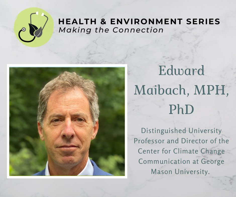 WEHNtweets's tweet photo. Dr. Edward Maibach, MPH, PhD of George Mason University will be joining us for the 2023 Making the Connection conference. Dr. Maibach will be speaking on effective communication of climate and health. Register today at https://t.co/mGrUxfhbBf https://t.co/LHIQLz7Pzv