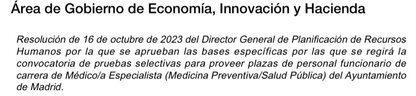 El Ayuntamiento de Madrid da un magnífico ejemplo a seguir! A ver si cunde el ejemplo y se pide el título de especialista para las plazas de médico de Salud Pública !!! <a href="/sespas/">SESPAS</a> <a href="/SEMPSPH/">SEMPSPGS</a> <a href="/sempspgs/">SEMPSPGS</a> <a href="/seepidemiologia/">SEE</a> <a href="/SaludPublicaEs/">Salud Pública</a> <a href="/SaludMadrid/">Salud Madrid</a>   <a href="/AresMPSP/">Ares MPSP</a> sede.madrid.es/portal/site/tr…