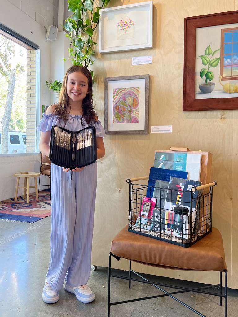 staystudio_'s tweet photo. Meet Estella, a student and artist from Downey! At 10 years old, she is the youngest artist in "The Local Group Show 5". Congrats Estella on selling your piece this year and winning a new set of art supplies. We hope you enjoy them! 🎨 https://t.co/3eOQkY0qAW