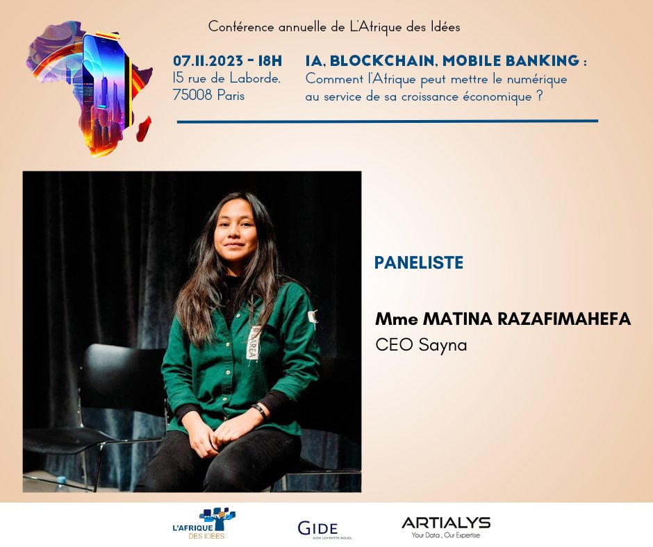 A 19 ans, Matina Razafimahefa lance SAYNA et lève des fonds pour former 12 000 développeurs en Afrique en 2 ans. Elle lève ensuite 600.000 dollars pour achever son développement.

Elle sera là le 7/11, 18h, Paris.    

Inscription: bit.ly/3RLwlMq

#Afrique #numerique #IA