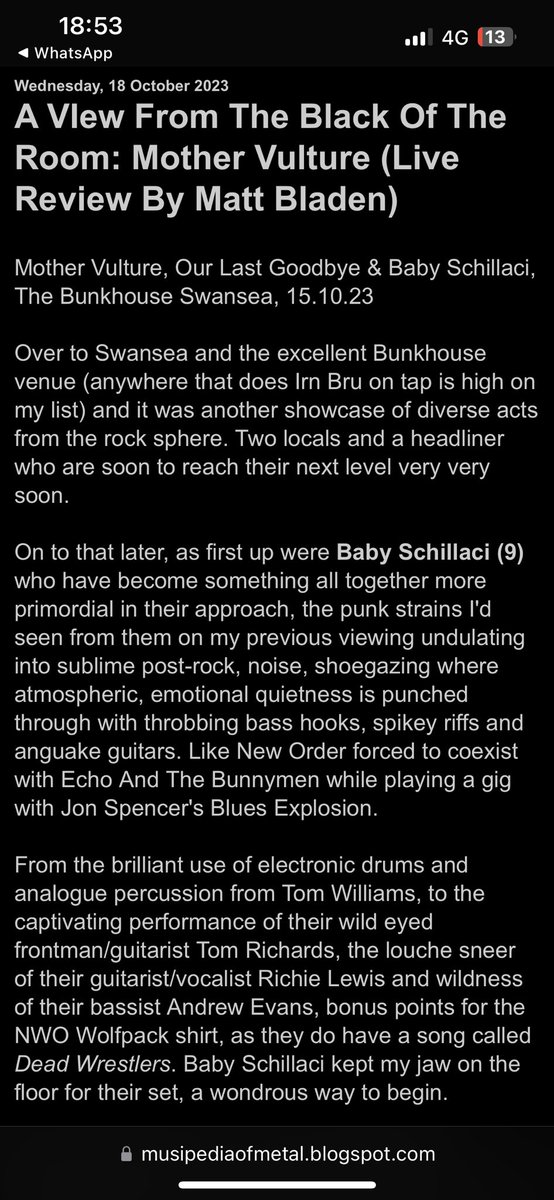 Great review from <a href="/MusipediaOMetal/">𝕸𝖚𝖘𝖎𝖕𝖊𝖉𝖎𝖆 𝕺𝖋 𝕸𝖊𝖙𝖆𝖑</a> for <a href="/baby_schillaci/">Baby Schillaci</a>  at <a href="/TheBunkhouseSA1/">The Bunkhouse Swansea</a>