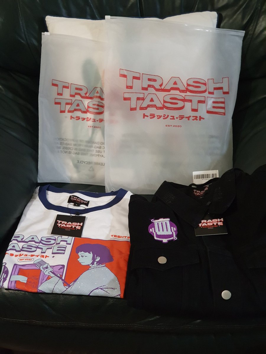 TheDJLani's tweet photo. haven't kept up eith @TrashTastePod in a while
but merch finally came in 😁 https://t.co/bAUAOOpAgo