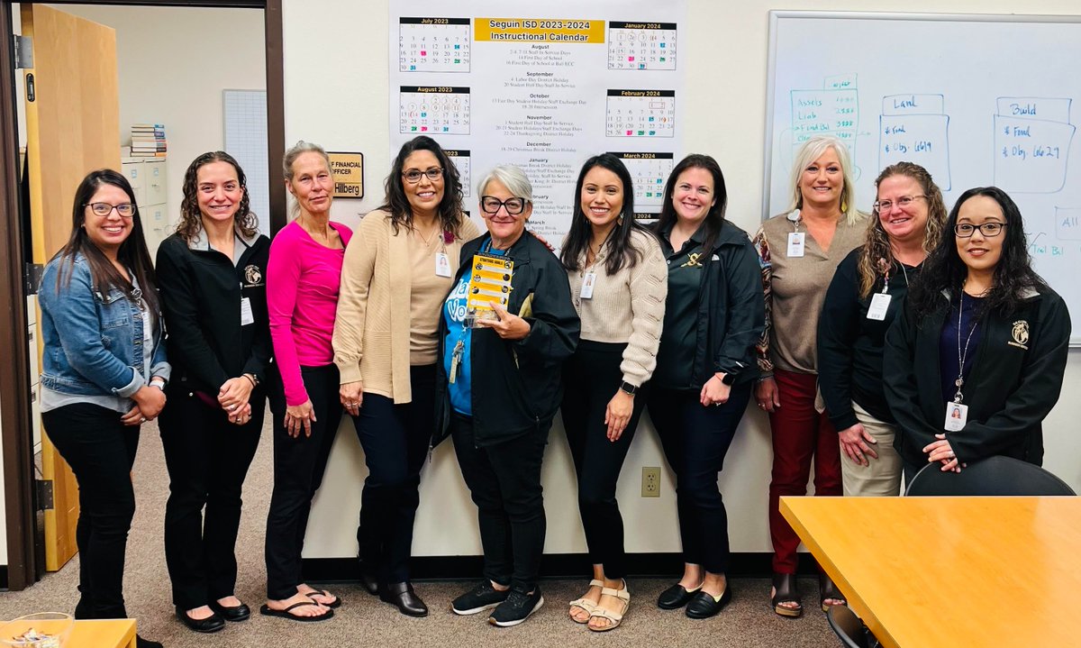 Tina Anderson has been awarded a Matador pin by the Seguin ISD Business Department. Tina's commitment to our community, staff, and most importantly, our students is truly remarkable. She oversees athletics travel and ticket sales and is always there to support her colleagues.