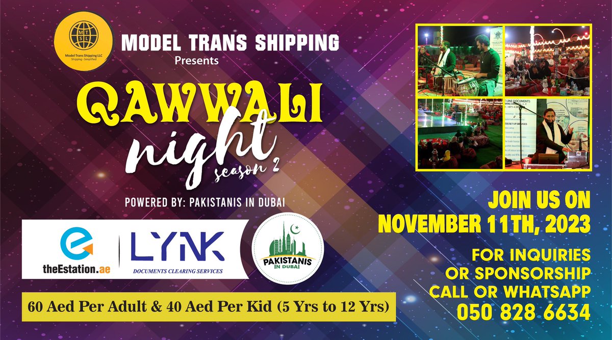 Enjoy 𝐐𝐚𝐰𝐰𝐚𝐥𝐢 𝐔𝐧𝐝𝐞𝐫 𝐭𝐡𝐞 𝐒𝐭𝐚𝐫𝐬 in the deserts of #Dubai!

Register fast on forms.office.com/r/YW4YWBFDCm to ensure booking.

#PIDQawwaliSeason2 |  #DubaiQawwaliNight | #DesertNights |  #QawwaliExperience | #QawwaliNightGathering | #Samar | #FireShow | #Dinner |