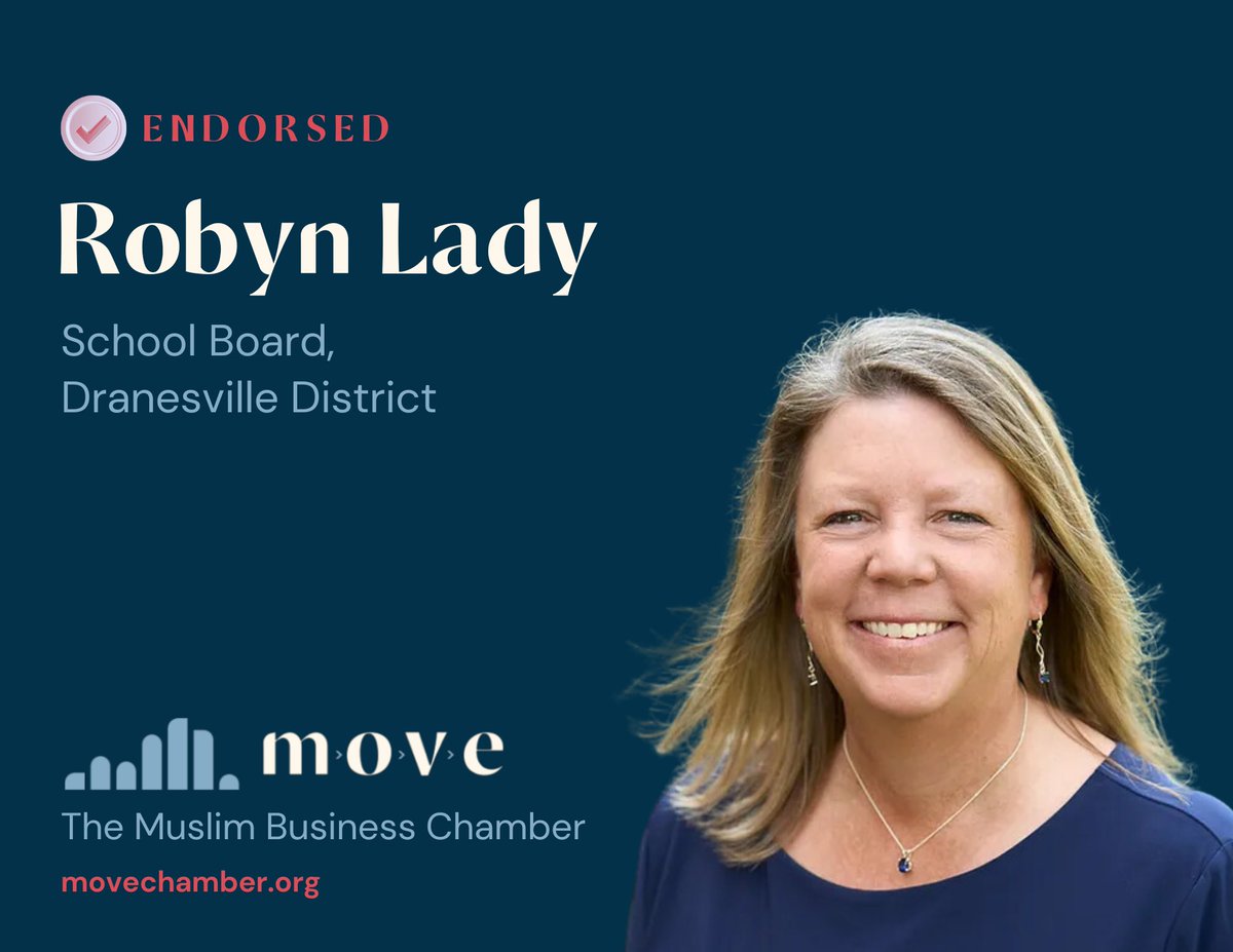 I am honored to be endorsed by
MOVE the Muslim Business Chamber <a href="/MOVEchamber/">MOVE Chamber of Commerce</a>. I look forward to partnering with the Muslim community ensuring student success and enrichment.