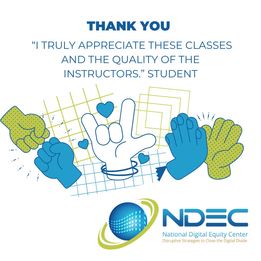 NDEC has so many classes offered online!  #digitalequity #digitalskills
digitalequitycenter.org/classes/