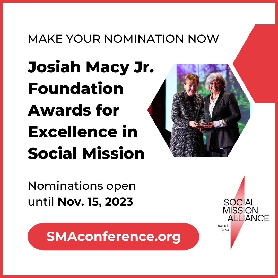 Nominations for the Macy Awards are now open! 🏆 Submit your recommendation to award a changemaker in health ed. to be recognized at our #EquityAmplified conference in Durham, NC, April 8-10, 2024. Nominations accepted now -> Nov. 15, 2023! smaconference.org/special-initia…