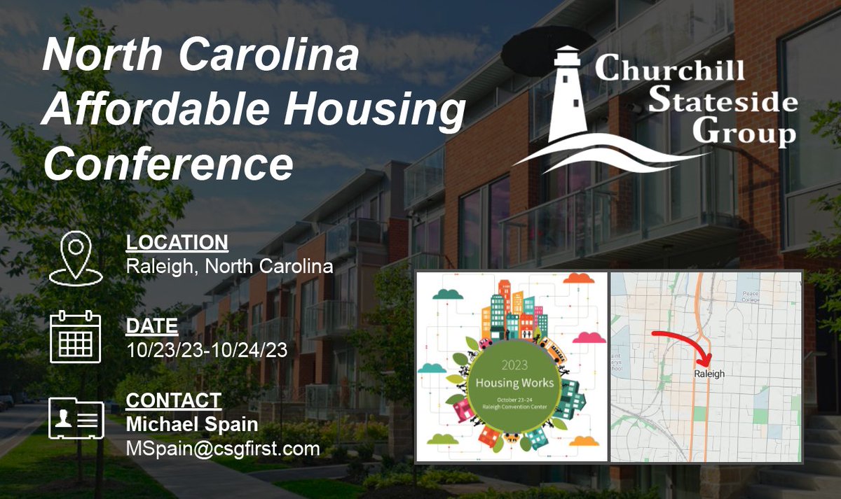 CSGfirst's tweet image. We&apos;re pleased to be exhibiting at the 2023 North Carolina Affordable Housing Conference next week! Meet Michael Spain there October 23 &amp;amp; 24 at exhibit #8 to discuss how CSG can provide capital solutions to owners and developers.
Learn More Here: hubs.la/Q0268CLG0