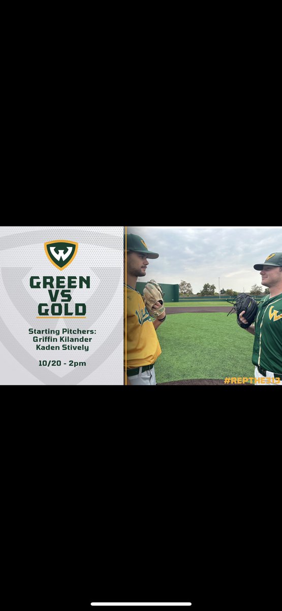 🚨Green and gold series starts tomorrow! First pitch 2pm, starting pitchers: 

Kaden Stively (Green)
vs
Griffin Kilander (Gold)
#REPthe313