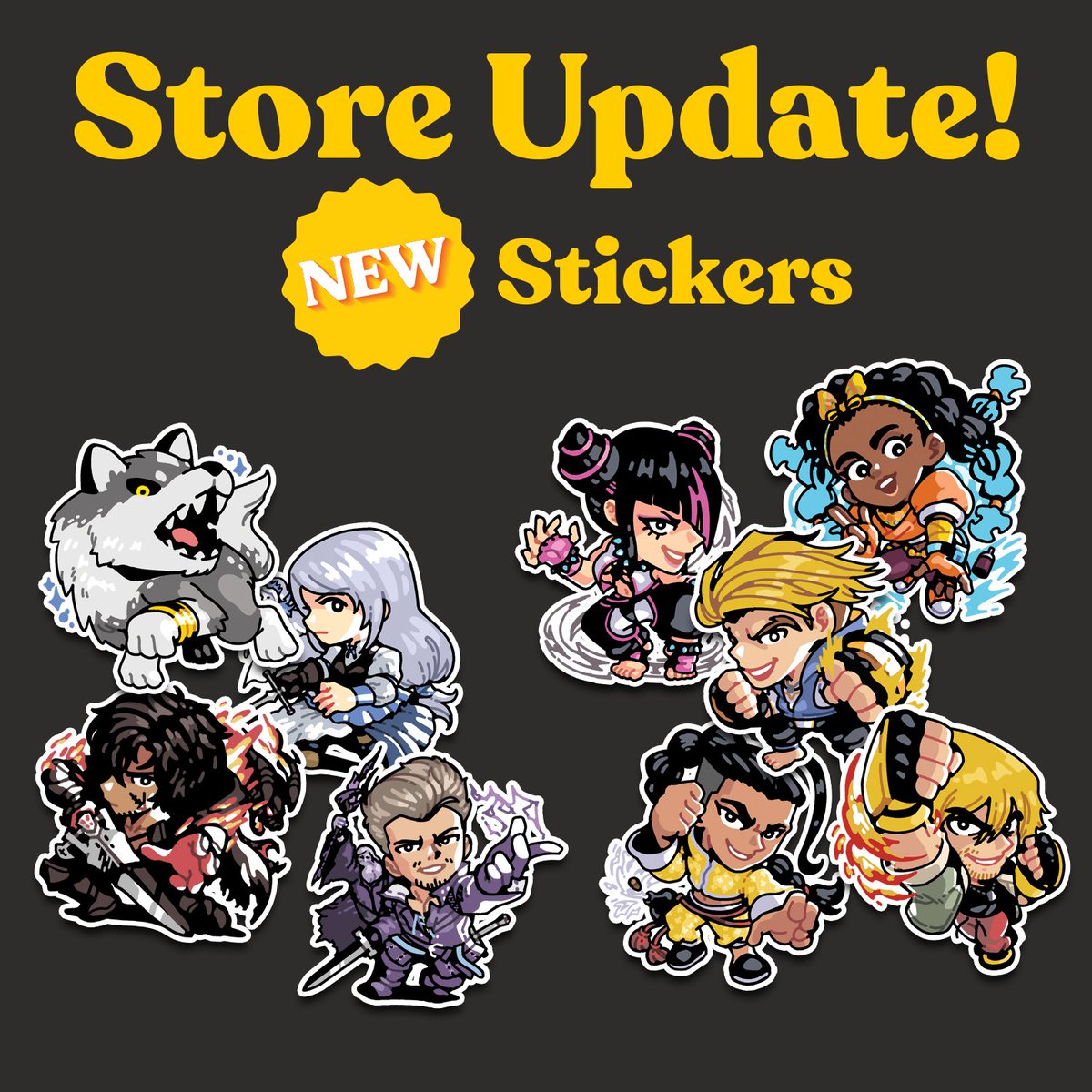 My Store has been updated! My Final Fantasy 9 world map and Pokemon Pinball prints are now available. Also available are my new SF6 and FF16 stickers.