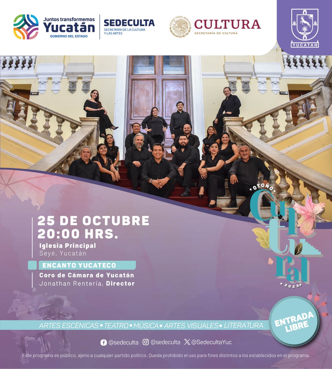 SedecultaYuc's tweet photo. Este 2️⃣5️⃣ y 2️⃣6️⃣de octubre, #Peto, #Seyé y #Yaxkabá serán sede de especiales eventos que el 🍂#OtoñoCultural 2023 brinda para el disfrute de todas y todos.

Consulta y asiste 👇 https://t.co/0PVSladsRc