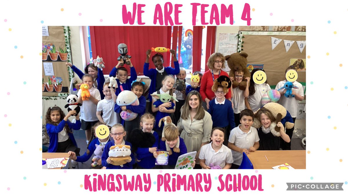 KingswayYear4's tweet photo. Team 4 completed their class reward system by adding every petal to the class flower. Our treat was bringing in our favourite teddies!🧸
We celebrated with our first whole class photo, of course we also had to take a silly one🤪 https://t.co/HP4xmgOZIW