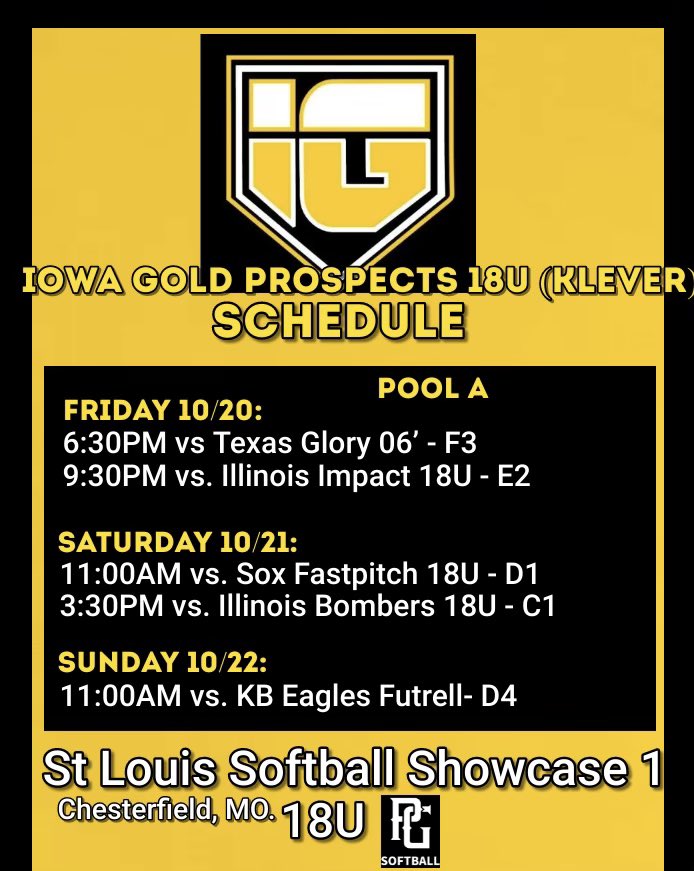 John Klever (@johnfklever) on Twitter photo <a href="/IAGoldProspects/">Iowa Gold Prospects 18U</a> 18U -Klever is on the road this weekend playing in the STL Softball Showcase at Chesterfield Mo. <a href="/PG_Softball/">Perfect Game Softball</a> <a href="/TracyKlever/">Tracy Klever</a> <a href="/IAGoldProspects/">Iowa Gold Prospects 18U</a> 18U -Klever is on the road this weekend playing in the STL Softball Showcase at Chesterfield Mo. <a href="/PG_Softball/">Perfect Game Softball</a> <a href="/TracyKlever/">Tracy Klever</a>