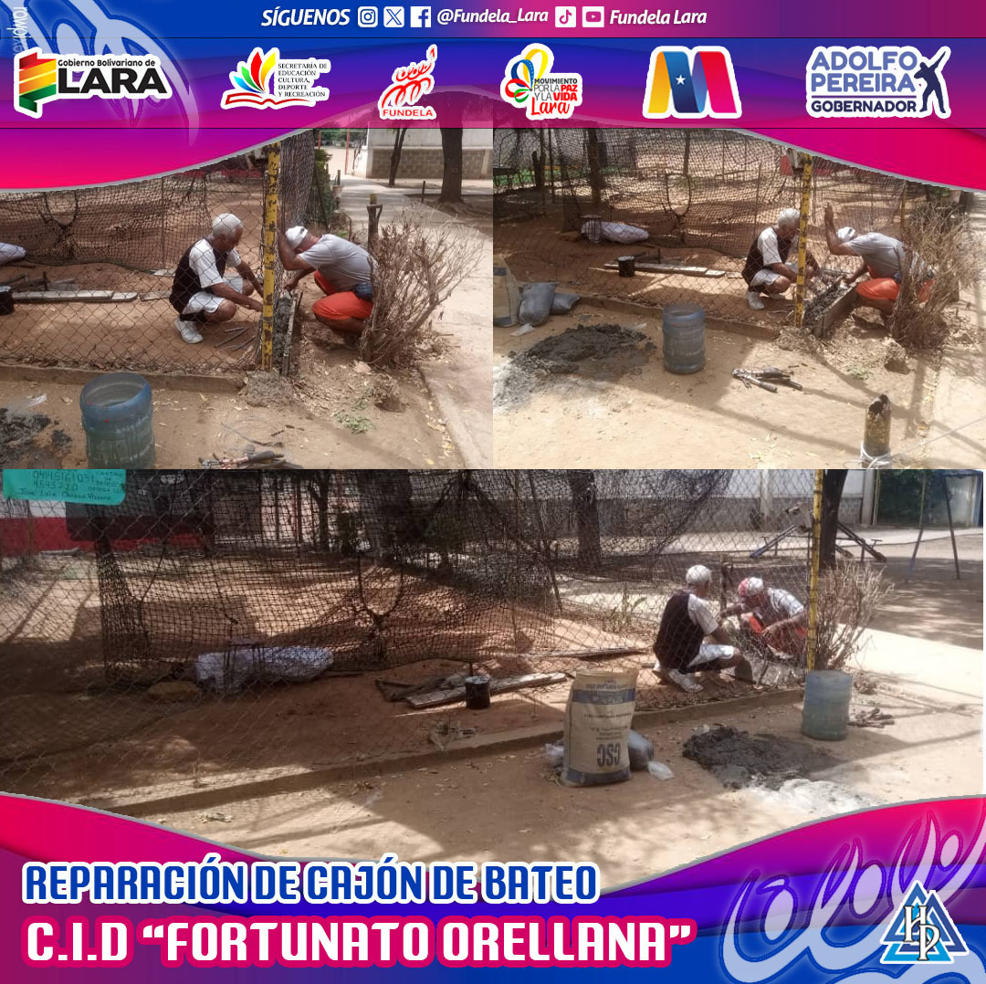 #19Oct | El Cajón de Bateo del Centro de Iniciación Deportivo "Fortunato Orellana", está en reparación, en equipo con atletas  de la instalación.
¡Juntos podemos más!
#FundelaEnMovimiento 
<a href="/NicolasMaduro/">Nicolás Maduro</a> <a href="/AdolfoP_Oficial/">Adolfo Pereira Gobernador</a> <a href="/Miguelangel_gch/">Miguel González</a> <a href="/MervinMaldonad0/">Mervin Maldonado</a>