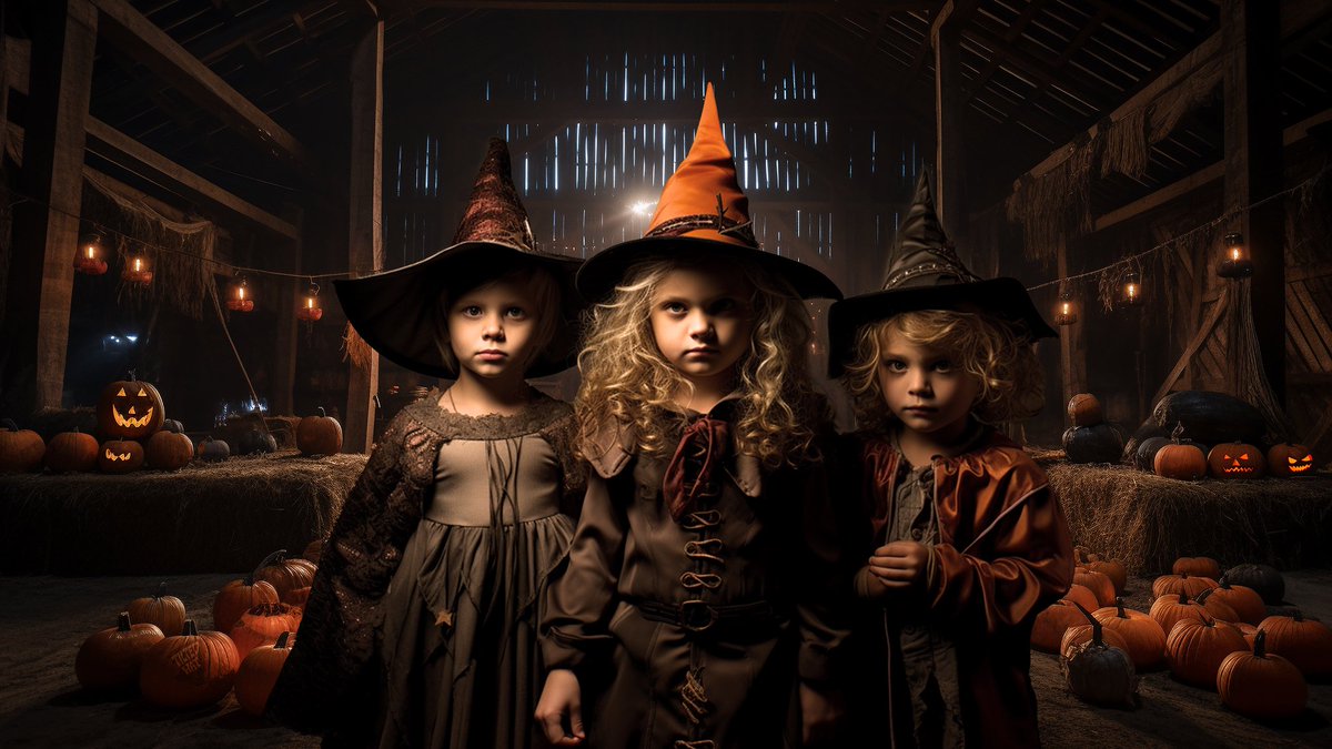 TiltedHatProd's tweet photo. Image created using a background from my Pumpkin Barn backdrop pack on my backdropandgo Etsy store. 

#digitalart #art #artist #artwork #aiartcommunity #aiart #midjourney #midjourneyart #adobephotoshop #etsyshop #halloween #witches #spookyseason  #pumpkin #jackolantern https://t.co/BvjiEEoecc