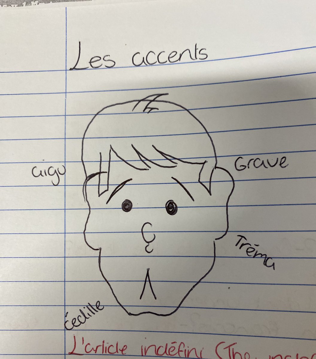 Vincent l’accent in a student’s copy - c’est trop mignon ! 🇫🇷