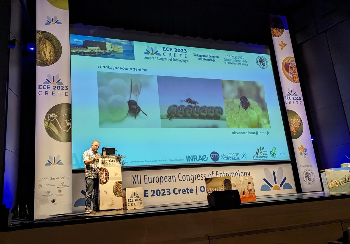 INRAE_Lutte_Bio's tweet photo. The @SAgrobiotech team “Recherche &amp; Développement en Lutte Biologique » well represented at @ece2023 with :
- BOUT Alexandre: Diversity of egg parasitoids of #stinkbug and #biological_control
- FAUVERGUE Xavier: #Drosophila_suzukii, #Wolbachia and Incompatible Insect Technique https://t.co/xgSSQFzXhe