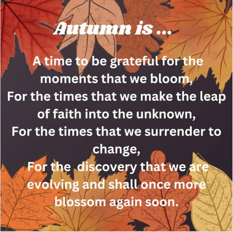 CounsellorKelly's tweet photo. 🍁 Happy Autumn everyone!🍁
What do you value today?
#WorldValuesDay #selfawareness #love  #bethechange https://t.co/EIochdaBxk