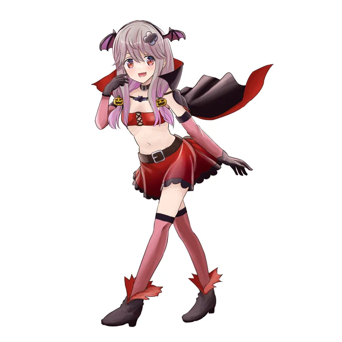 オリキャラの14歳工ッチヴァンパイアガール衣装の絵です 
