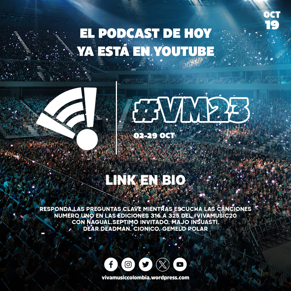 vivamusicco's tweet photo. [PODCAST] Responda las preguntas clave y gane votos en los #VM23 en https://t.co/zFDebn5JVx ya 400 participantes y HOY las #1 en las ediciones 316 a 325 del #VivaMusic20. Host @andresluquefm
Vote aquí y en  https://t.co/bqdTcDzCsV https://t.co/MIxgRCPVpb https://t.co/p4tIZY3YG6 https://t.co/xW8a72U6gu