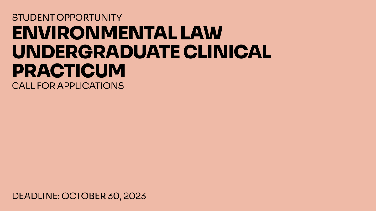 UChicago undergrads majoring in Law, Letters, and Society or CEGU are invited to apply for the Undergraduate Clinical Practicum in the Abrams Environmental Law Clinic at the University of Chicago Law School. 

Due 10/30: collegesurveys.uchicago.edu/node/218

<a href="/UChicagoCollege/">UChicago College</a> <a href="/UChicagoSSD/">UChicago Social Sciences</a>