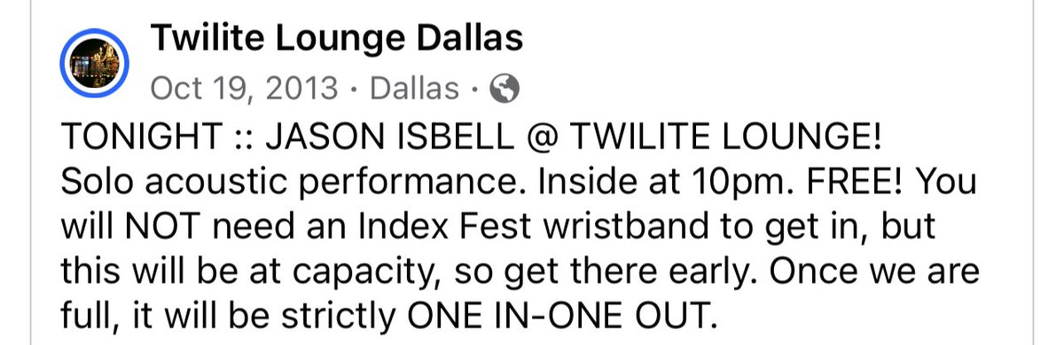 Whoa @JasonIsbell solo acoustic at Twilight in 2013 - wish I’d been there