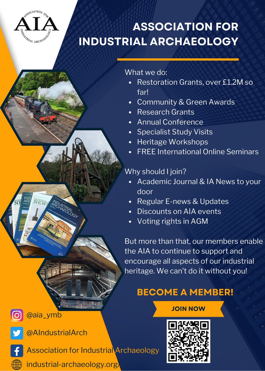The AIA is for everyone. Whether hobbyist or professional, if you love industrial #heritage &amp; #archaeology, you’ll be in good company. 

Over £1.2M in restoration grants paid so far, but we need you to to keep us going! 

Join now from only £26 per year ⚙️ industrial-archaeology.org