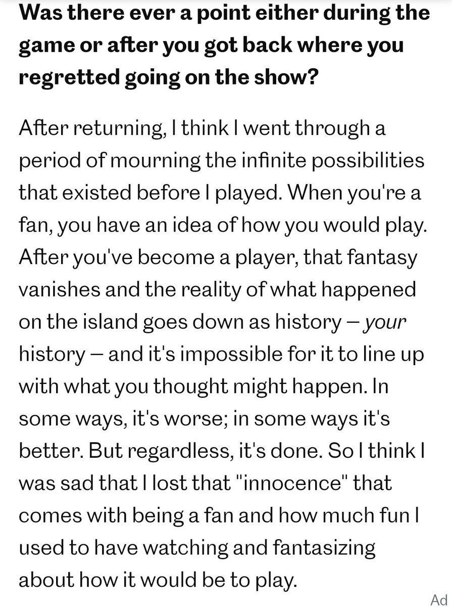 gabbypascuzzi's tweet image. #survivor is a hard, traumatic (see bruce's reaction), and unpredictable experience.

several years ago i did a retrospective survey for @daltonross; here is my advice for superfans who want to pursue their dream of playing. i mean it with the utmost kindness and empathy.