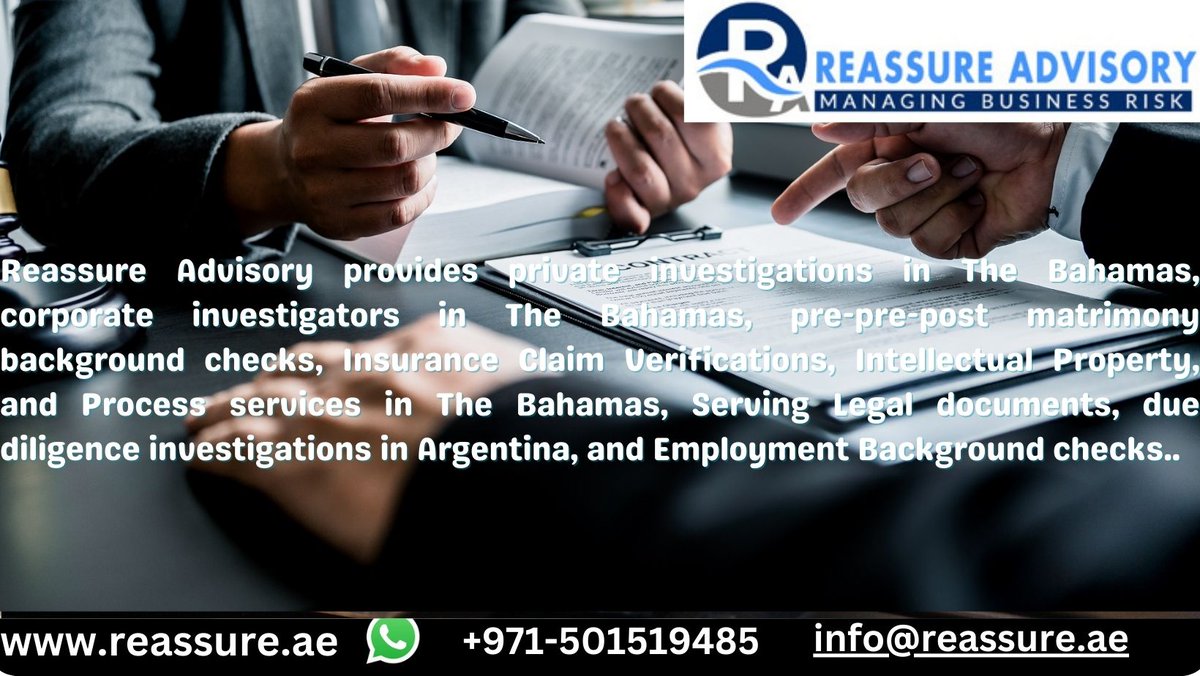 The Bahamas Corporate Investigators - Reassure Advisory is an expert in the field of corporate investigations and has been providing quality corporate investigation services in the Bahamas for years. #backgroundscreening #screening ,#Companyverification / #investigations