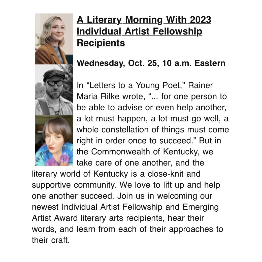 This year has offered an abundance of surprises, among them, this exciting, thrilling, bubbly news: I've been awarded an Emerging Artist Award from the Kentucky Arts Council for my poetry collection-in-progress. I am beside myself with gratitude —to the KAC, to the panelists…