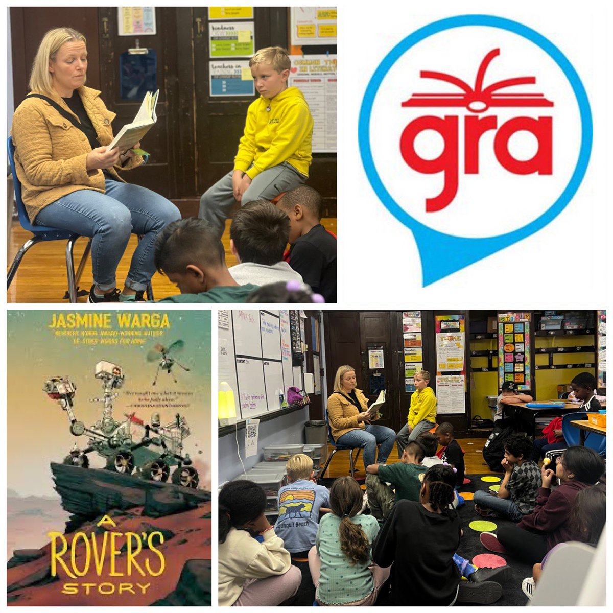 Thank you Mrs. Connor and Mrs. VanDeVen for coming to read some of this year’s Global Read Aloud to our class! We loved having you visit our classroom! #globalreadaloud #excellenceonpurpose #gomules