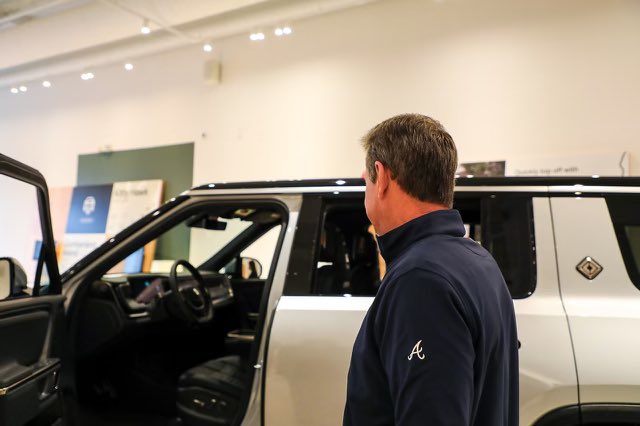 GovKemp's tweet photo. As we prepare for the future production of @Rivian vehicles in the Peach State, I’m excited that starting tomorrow, Georgians can visit the Atlanta showroom to get a real feel for these impressive EVs. https://t.co/LQt54FE1tG