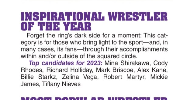 MostMarketable's tweet photo. Honored to be nominated for “Inspirational Wrestler of the Year” in the new @OfficialPWI magazine. 

If one person out there see’s my story and it helps them out, that’s where the victory comes from.

#PWI https://t.co/w5J2nYkSFe