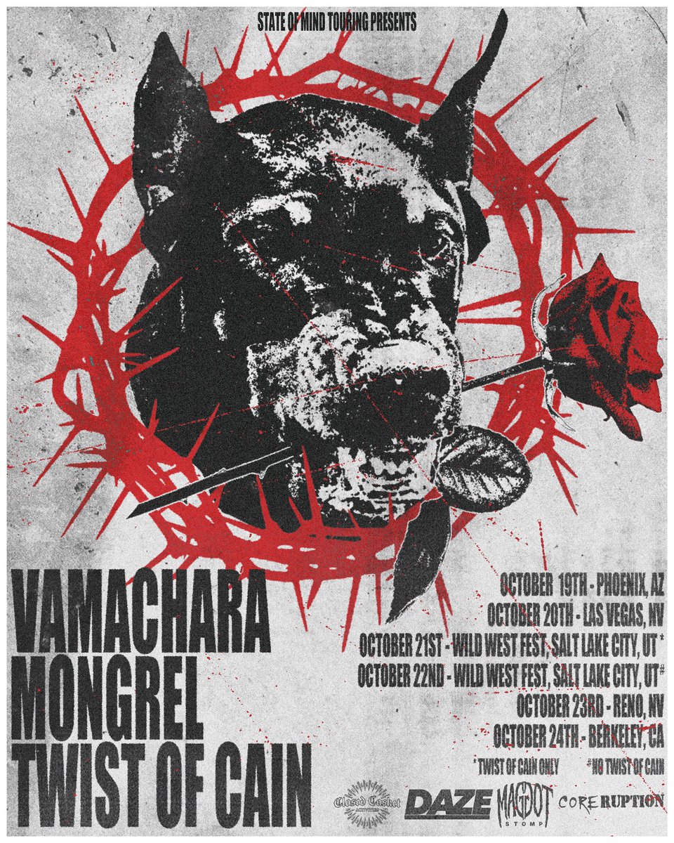 VamacharaHC's tweet photo. Tour with @dawg_complex and @twiztofcain begins tonight in Phoenix. We’ll have new merch at our table. https://t.co/Y29EvmPBpV