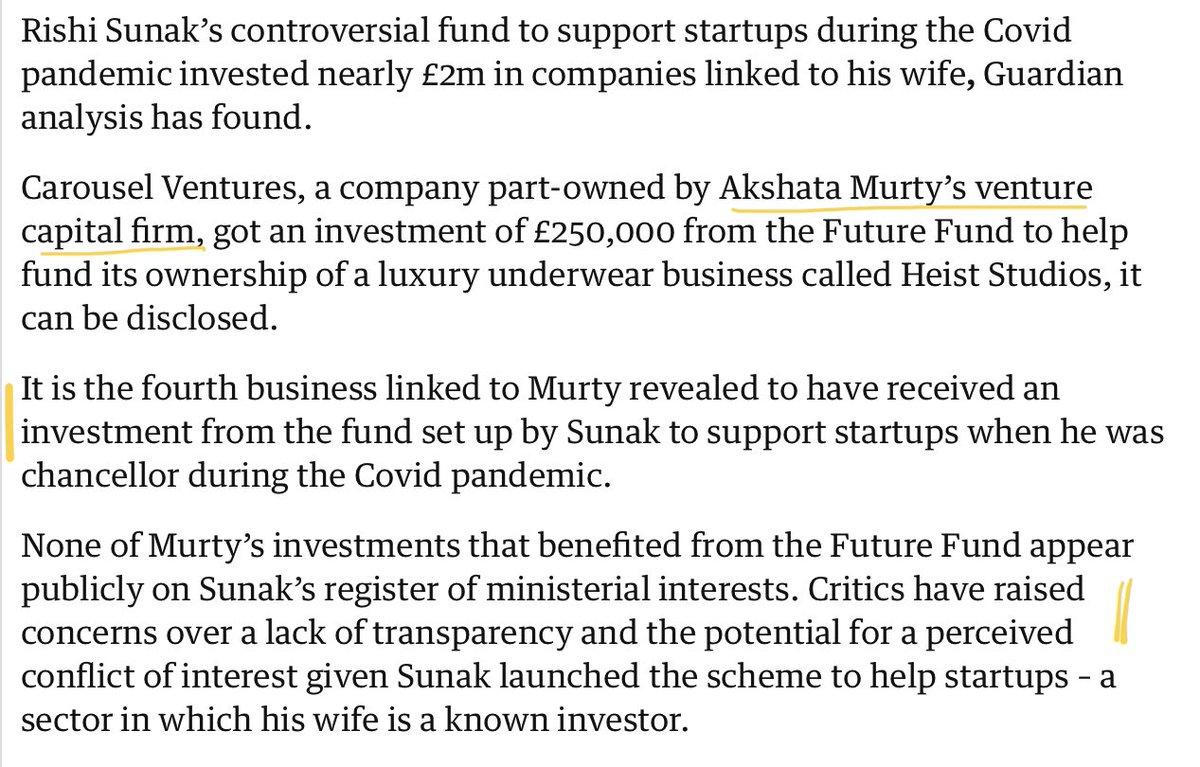 More revelations re: #UK government’s #FutureFund. 👓 #Guardian story by @rowenamason▫️theguardian.com/politics/2023/… Story references #CatamaranVentures. Worth noting that #Sunak was a director until 2015. 👓 our February 2020 tweet> x.com/charterhousesq… ↪️ see also April tweet