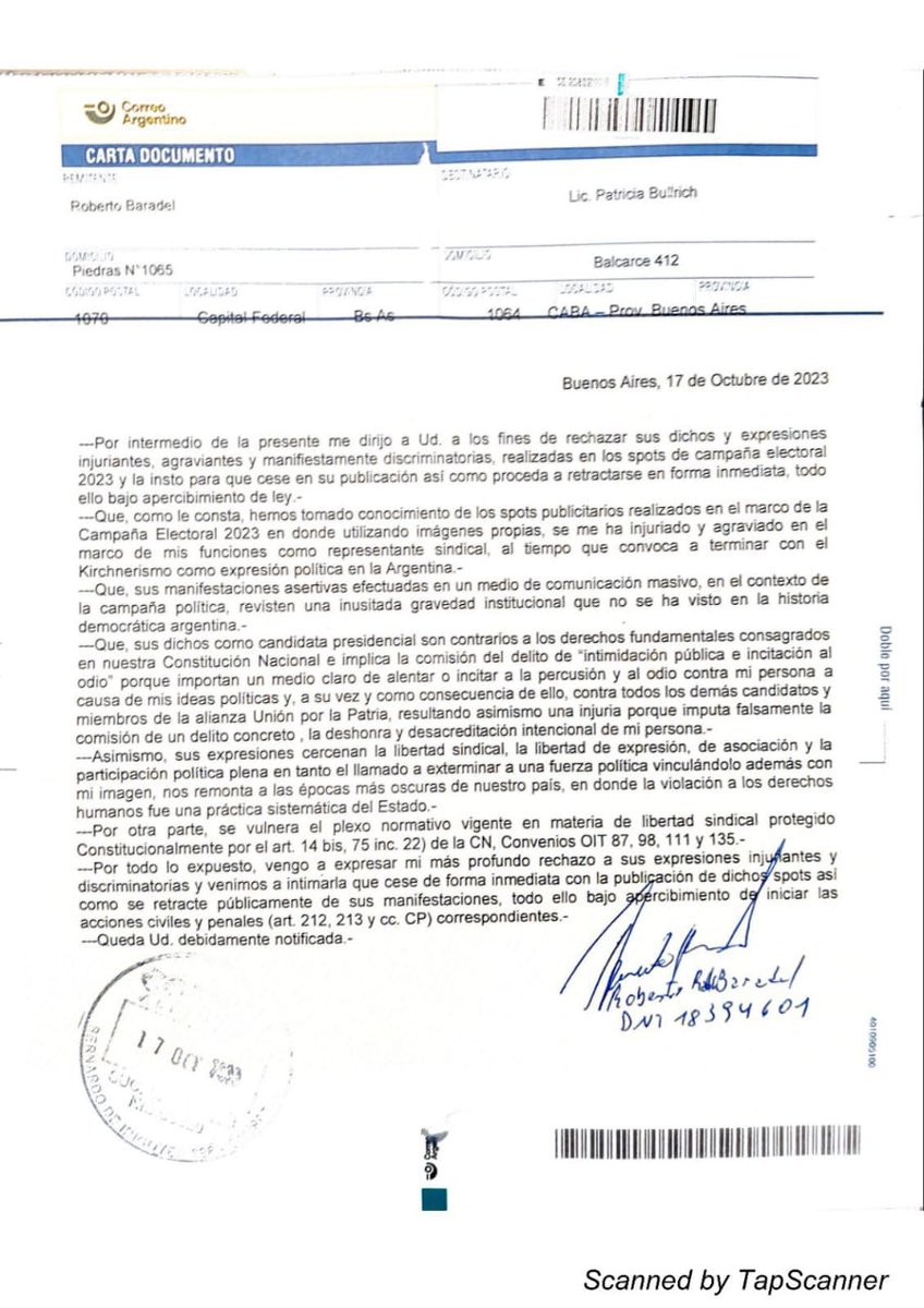 Baradel denuncia a <a href="/PatoBullrich/">Patricia Bullrich</a> por la aparición de su rostro en los spots de campaña.
Dice que dañan su imagen. 
No es joda.