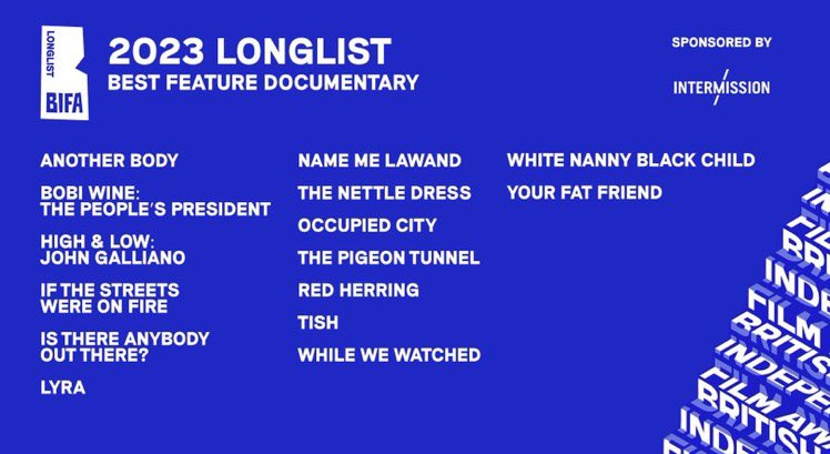 An honour to be among such a brilliant and diverse collection of films on the longlist for the @BIFA_film best feature documentary award. Thanks to all who’ve supported and championed @TishMurthafilm so far.