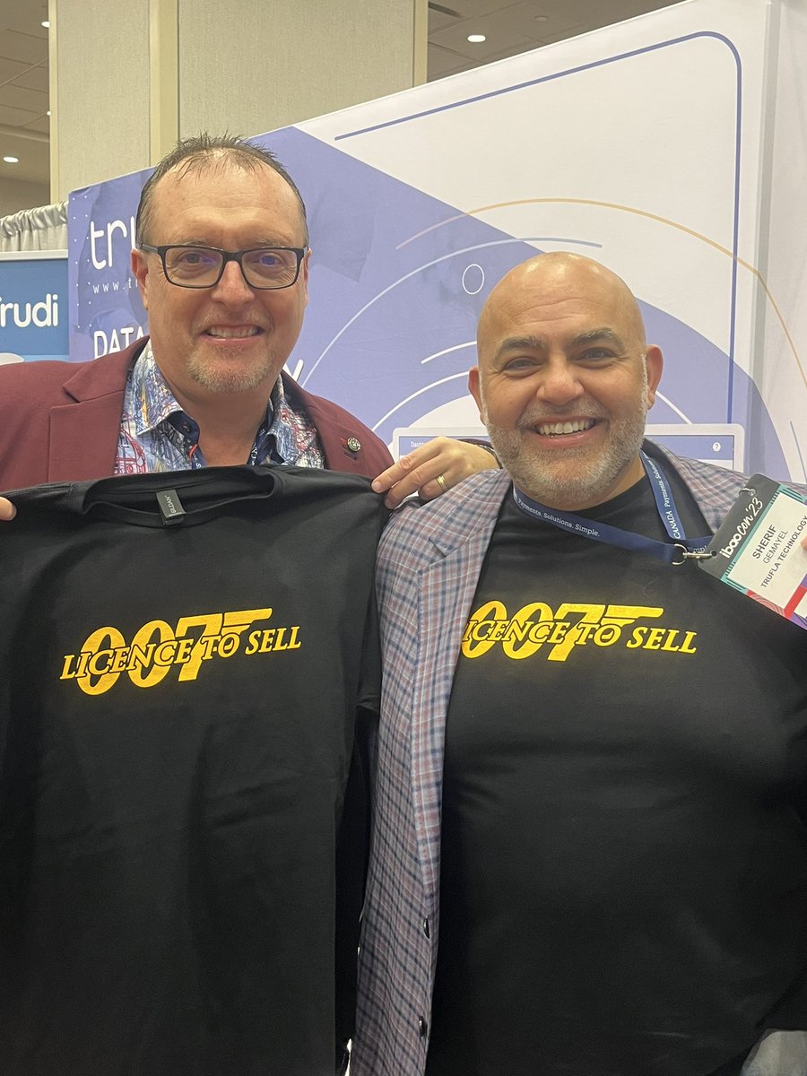 jroy5's tweet photo. Love the @Trufla_tech #007 shirts license to sell and speak to @SherifGemayel
Stop by the booth and get your cool t-shirt at @IBAOntario #ibaocon23
The @Trufla_tech #trumarket product will give you the tool to close leads like James Bond. https://t.co/adtX3A7Jvz